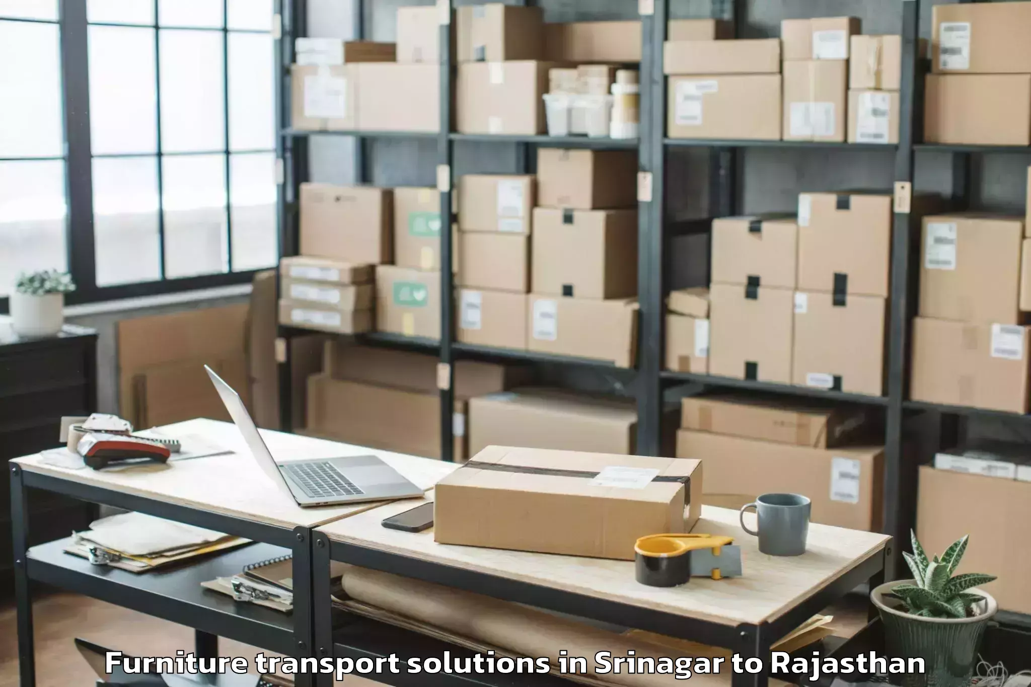 Srinagar to Jhalawar Furniture Transport Solutions Booking